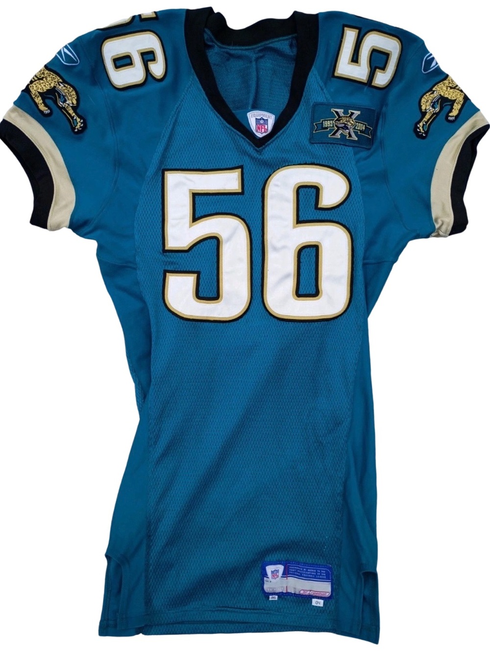 2004 Jason Gildon Jacksonville Jaguars Game Used Photomatched Jersey 10th Ann